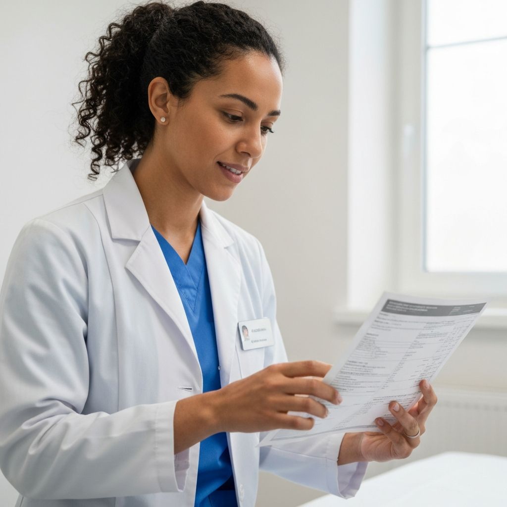 Healthcare professional with diagnostic results